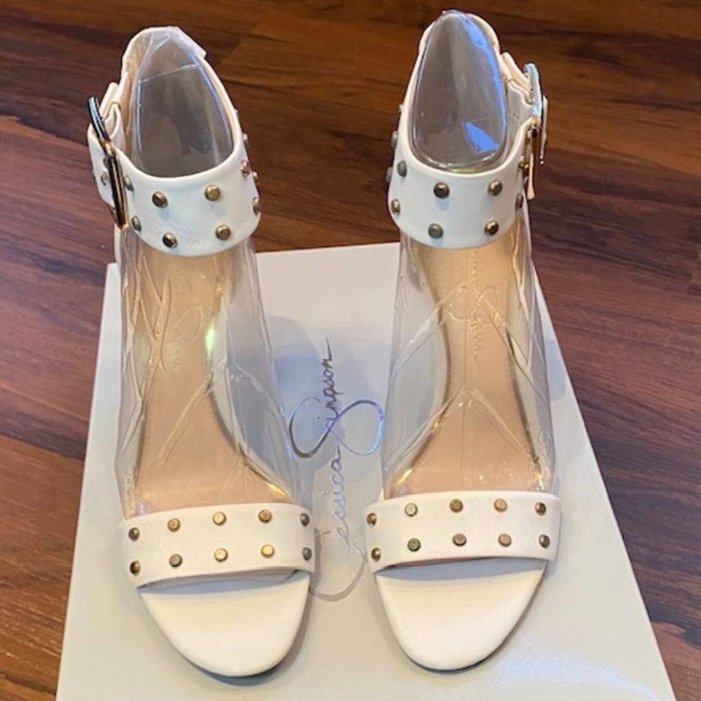 NIB Jessica Simpson Elonna 2 Ankle Strap Sudded Sandal Heels Size 7.5